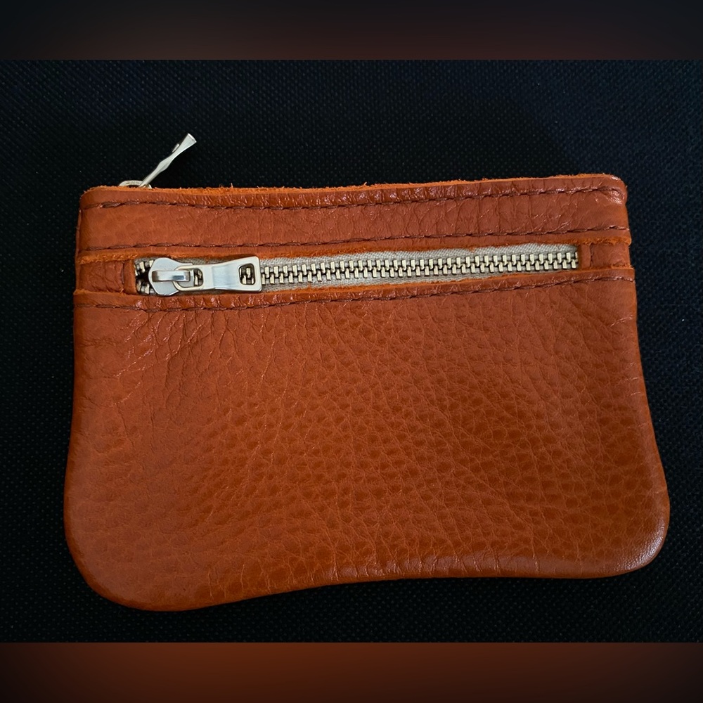 Portland Leather Orange Leather coin pouch.